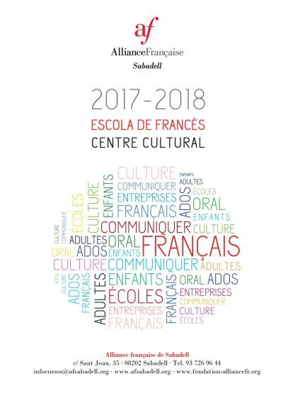 Horaris i preus de cursos, serveis... Informació Alliance Française Sabadell 2017_2018